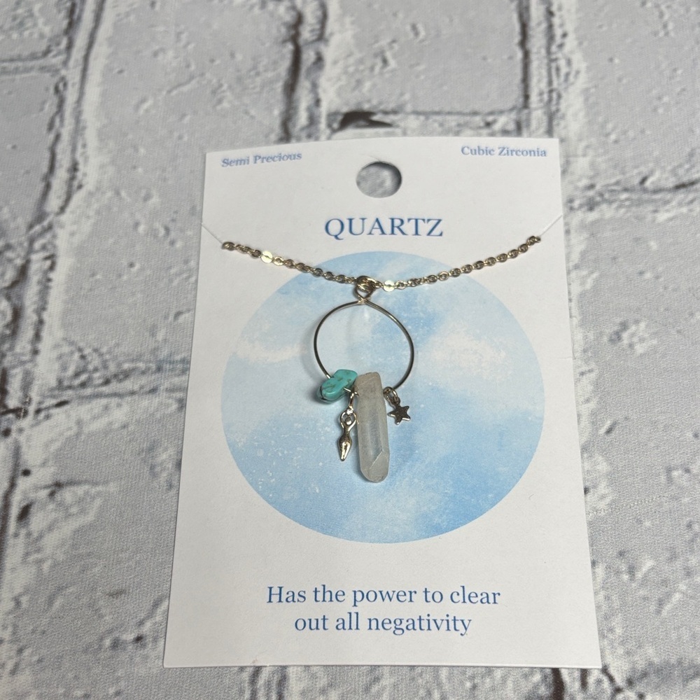 NWT Gold Tone Whimsical Quartz Necklace with Gold Tone Charms and Turquoise - Picture 1 of 5